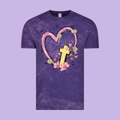 Heart Cross Vintage Tee Designed By Maliassmallbusiness