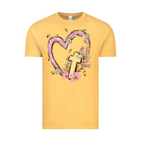 Vintage Mustard heart cross Vintage Tee - MaliasSmallBusiness