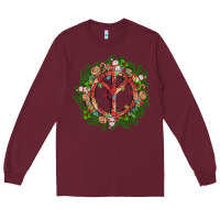 Burgundy Christmas peace Long Sleeve Tee - MaliasSmallBusiness