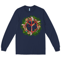 Navy Christmas peace Long Sleeve Tee - MaliasSmallBusiness