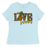 Baby Blue love summer pinapple Ladies Tee - CowhideDigitalArt