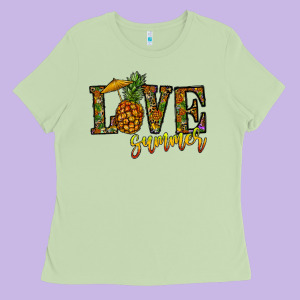 Love Summer Pinapple Ladies Tee Designed By Cowhidedigitalart