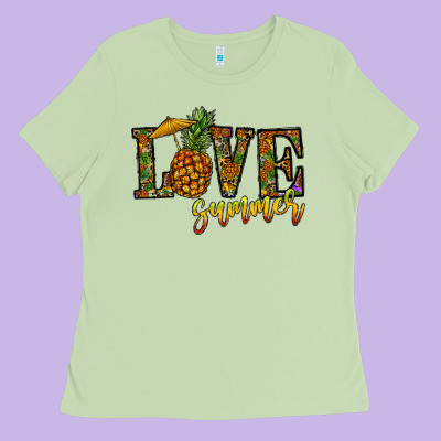 Love Summer Pinapple Ladies Tee Designed By Cowhidedigitalart