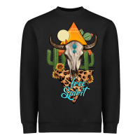 Black free spirit bull skull Heavyweight Sweatshirt - MaliasSmallBusiness