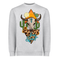 Heather Grey free spirit bull skull Heavyweight Sweatshirt - MaliasSmallBusiness