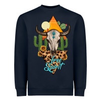 Navy free spirit bull skull Heavyweight Sweatshirt - MaliasSmallBusiness