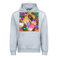 Heather Grey school girl coffee cup with leopard seamless pattern bbs Urban Hoodie - BundleAndBundleShop