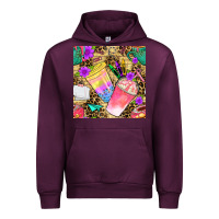 Mauve Wine school girl coffee cup with leopard seamless pattern bbs Urban Hoodie - BundleAndBundleShop