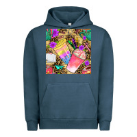 Pigment Midnight Navy school girl coffee cup with leopard seamless pattern bbs Urban Hoodie - BundleAndBundleShop