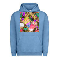 Pigment Pebble Blue school girl coffee cup with leopard seamless pattern bbs Urban Hoodie - BundleAndBundleShop