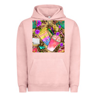Pigment Salmon school girl coffee cup with leopard seamless pattern bbs Urban Hoodie - BundleAndBundleShop