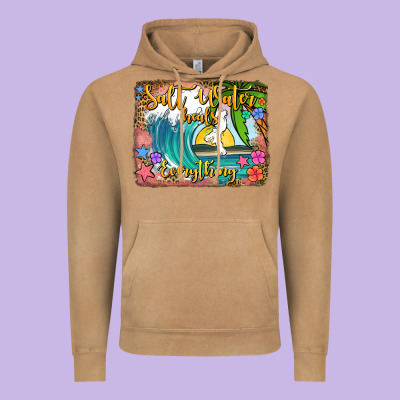 Salt Water Heals Everything Vintage Hoodie Designed By Jasminsmagicworld
