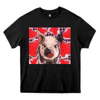 Black valentine's day glitter hearts pig Heavy Core Tee - BarkalooDesign