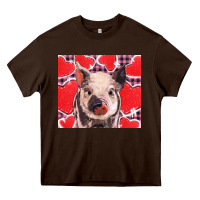 Chocolate Brown valentine's day glitter hearts pig Heavy Core Tee - BarkalooDesign