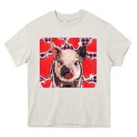 Cream valentine's day glitter hearts pig Heavy Core Tee - BarkalooDesign