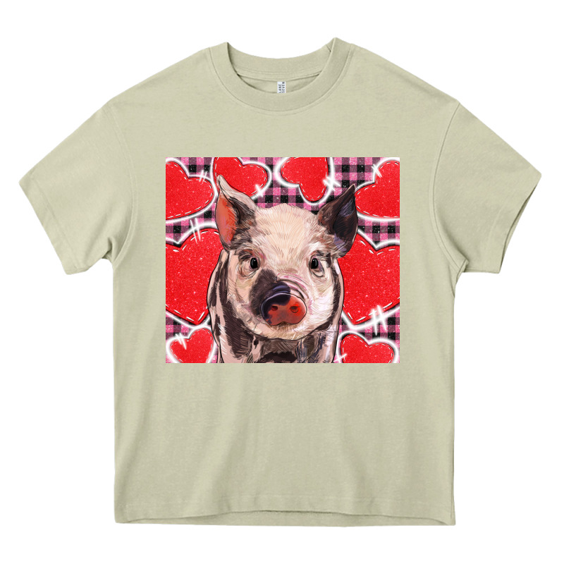 Valentine's Day Glitter Hearts Pig Heavy Core Tee by BarkalooDesign | Teevron