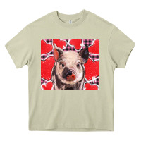 Mossy valentine's day glitter hearts pig Heavy Core Tee - BarkalooDesign