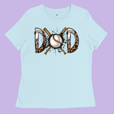 Dad Baseball Ladies Tee Designed By Racoondesign