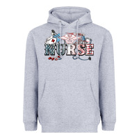 Heather Grey American Nurse 4th of july Heavyweight Hoodie - HowdyJamesFarm