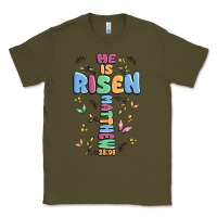 Army Green he is risen cross Classic Tee - MaliasSmallBusiness