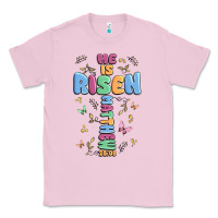 Bubblegum Pink he is risen cross Classic Tee - MaliasSmallBusiness