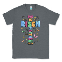 Charcoal Heather he is risen cross Classic Tee - MaliasSmallBusiness