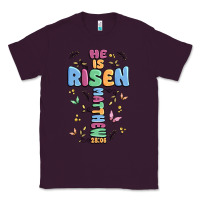 Plum he is risen cross Classic Tee - MaliasSmallBusiness
