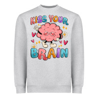 Heather Grey kiss your brain Heavyweight Sweatshirt - MaliasSmallBusiness