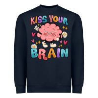 Navy kiss your brain Heavyweight Sweatshirt - MaliasSmallBusiness