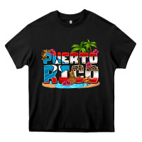 Black puerto rico and flowers with frog Heavy Core Tee - AdoDesignShop