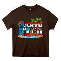 Chocolate Brown puerto rico and flowers with frog Heavy Core Tee - AdoDesignShop