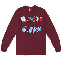 Burgundy custom name nurse Long Sleeve Tee - MaliasSmallBusiness