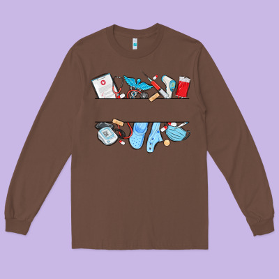 Custom Name Nurse Long Sleeve Tee Designed By Maliassmallbusiness
