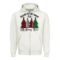 Oatmeal Heather rocking around the christmas tree Zipper Hoodie - Bettercallsaul