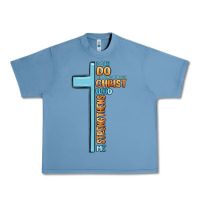 Pebble Blue i can do all things through christ who strengthens Urban Heavy Tee - MaliasSmallBusiness