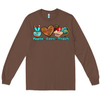 Chestnut peace love teach Long Sleeve Tee - NancyCooperArtShop