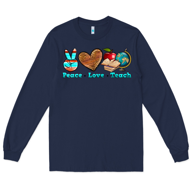 Peace Love Teach Long Sleeve Tee by NancyCooperArtShop | Teevron