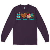 Plum peace love teach Long Sleeve Tee - NancyCooperArtShop