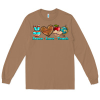 Toasted Coconut peace love teach Long Sleeve Tee - NancyCooperArtShop