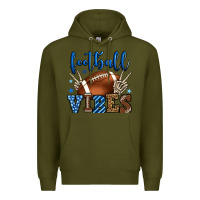 Army Green Football vibes blue and grey team color Premium Hoodie - HowdyJamesFarm