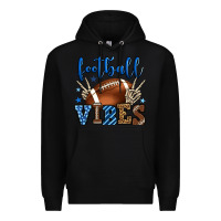 Black Football vibes blue and grey team color Premium Hoodie - HowdyJamesFarm