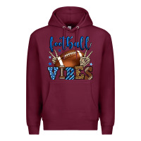 Burgundy Football vibes blue and grey team color Premium Hoodie - HowdyJamesFarm