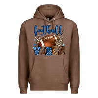 Chestnut Football vibes blue and grey team color Premium Hoodie - HowdyJamesFarm