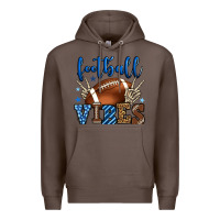 Coffee Football vibes blue and grey team color Premium Hoodie - HowdyJamesFarm