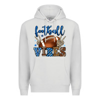 Dove Grey Football vibes blue and grey team color Premium Hoodie - HowdyJamesFarm