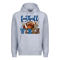 Heather Grey Football vibes blue and grey team color Premium Hoodie - HowdyJamesFarm