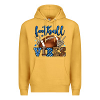Mustard Football vibes blue and grey team color Premium Hoodie - HowdyJamesFarm