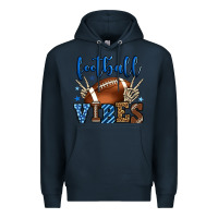Navy Football vibes blue and grey team color Premium Hoodie - HowdyJamesFarm
