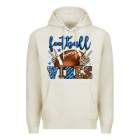 Oatmeal Heather Football vibes blue and grey team color Premium Hoodie - HowdyJamesFarm