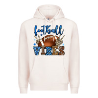 Pale Pink Football vibes blue and grey team color Premium Hoodie - HowdyJamesFarm